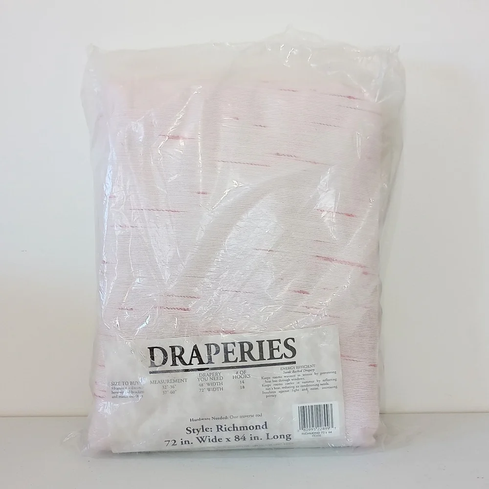 Vintage Draperies 1 Pair Pinch Pleated Draperies W/ Tiebacks Richmond Rose 72x84